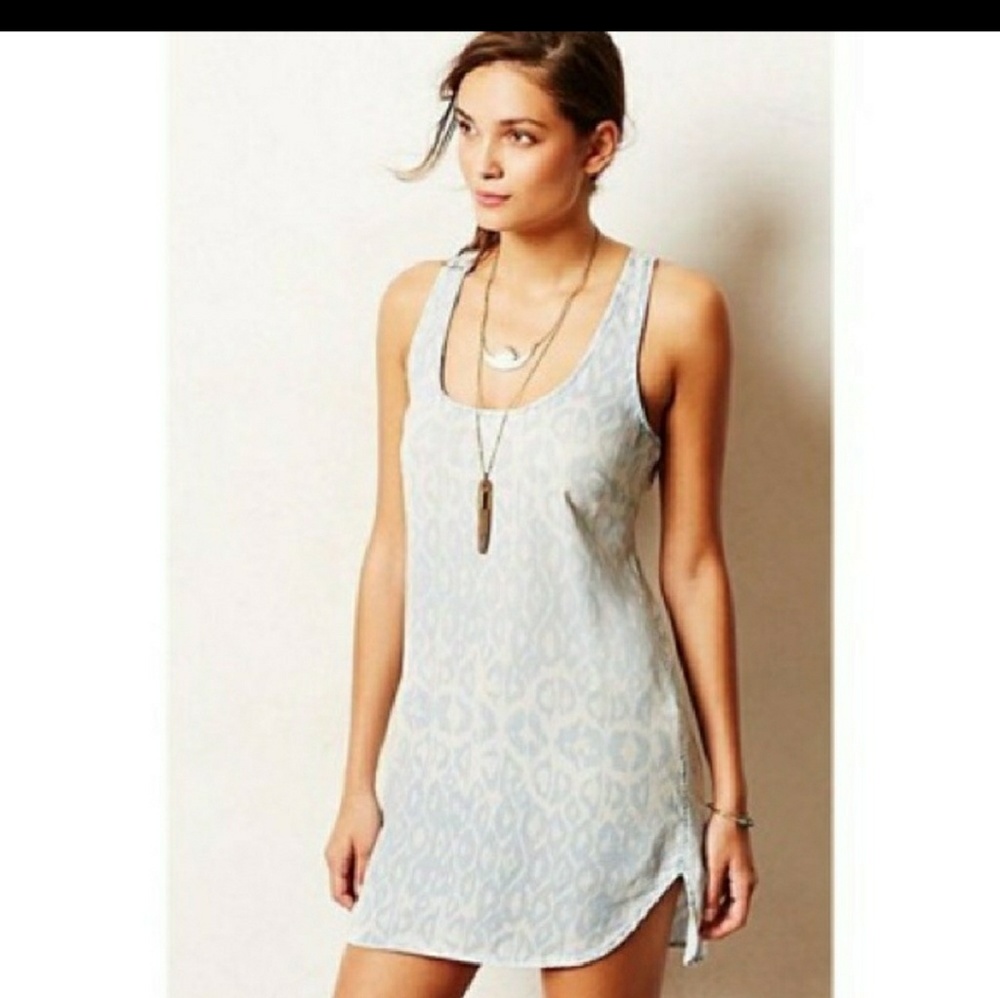 Cloth & Stone Denim Chambray Ikat Cheetah Dress